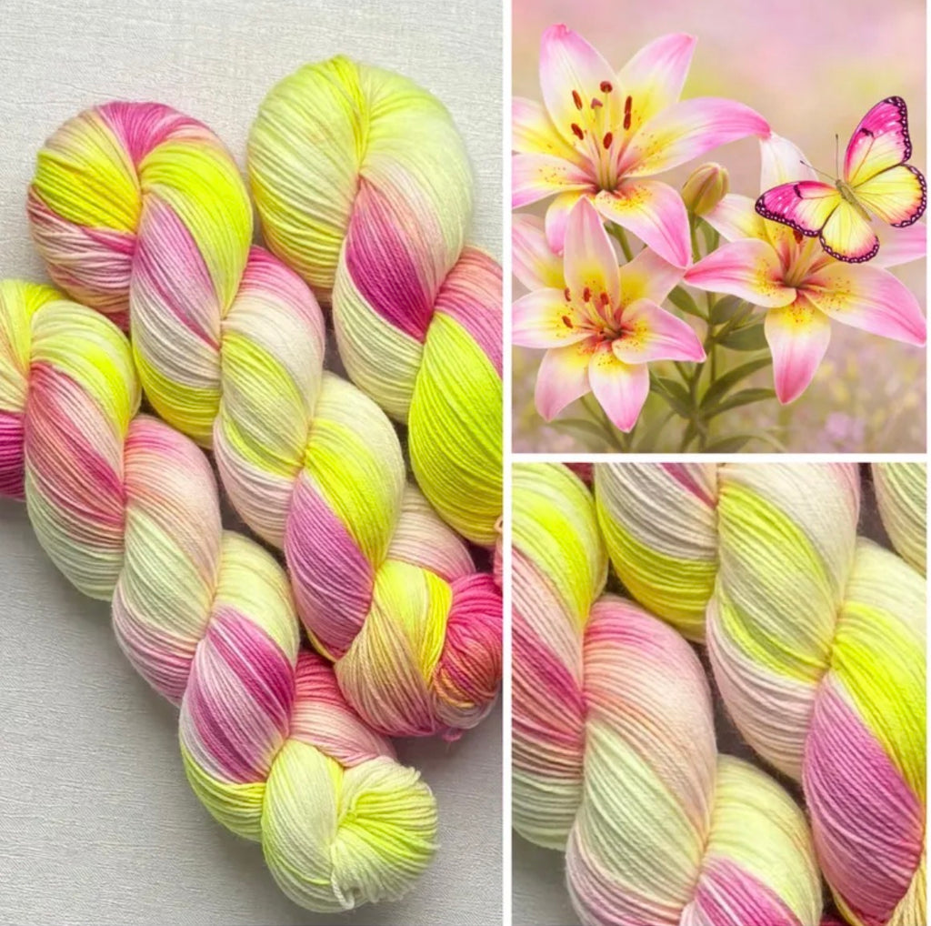 Handgefärbte Wolle, 100g, Sockenwolle, Merinowolle, 4-fach. hand-dyed sock yarn