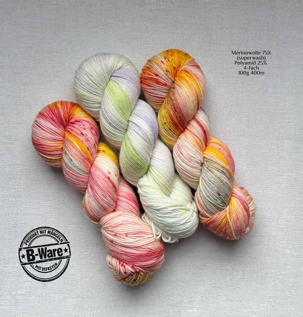 B-Ware Set – Handgefärbte Wolle 75% Merino, 25% Polyamid