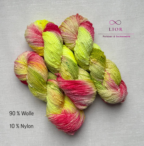 Handgefärbte Wolle, 100g, Merinowolle