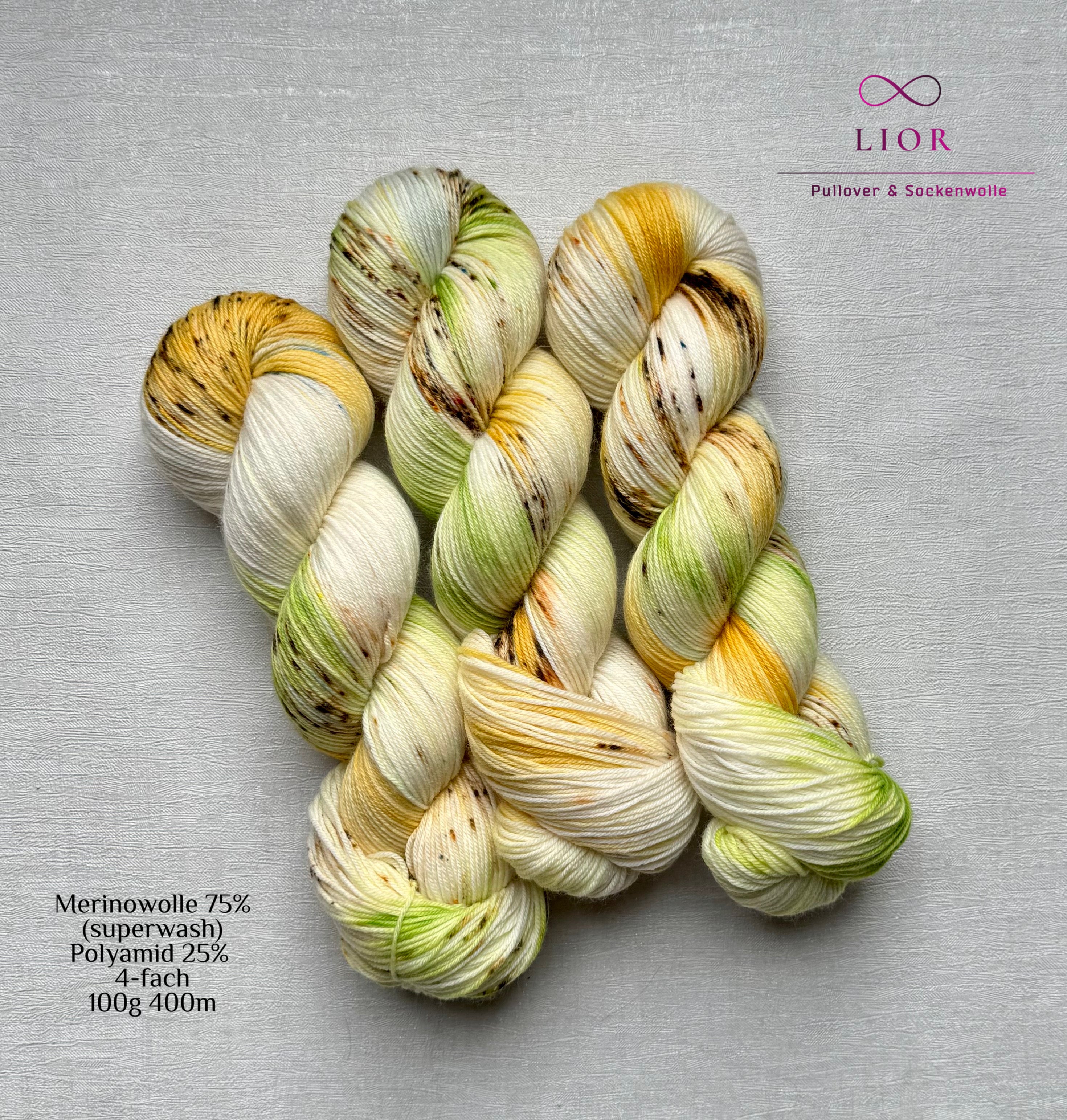 Handgefärbte Wolle, 100g, Sockenwolle, Merinowolle, 4-fach. hand-dyed sock yarn