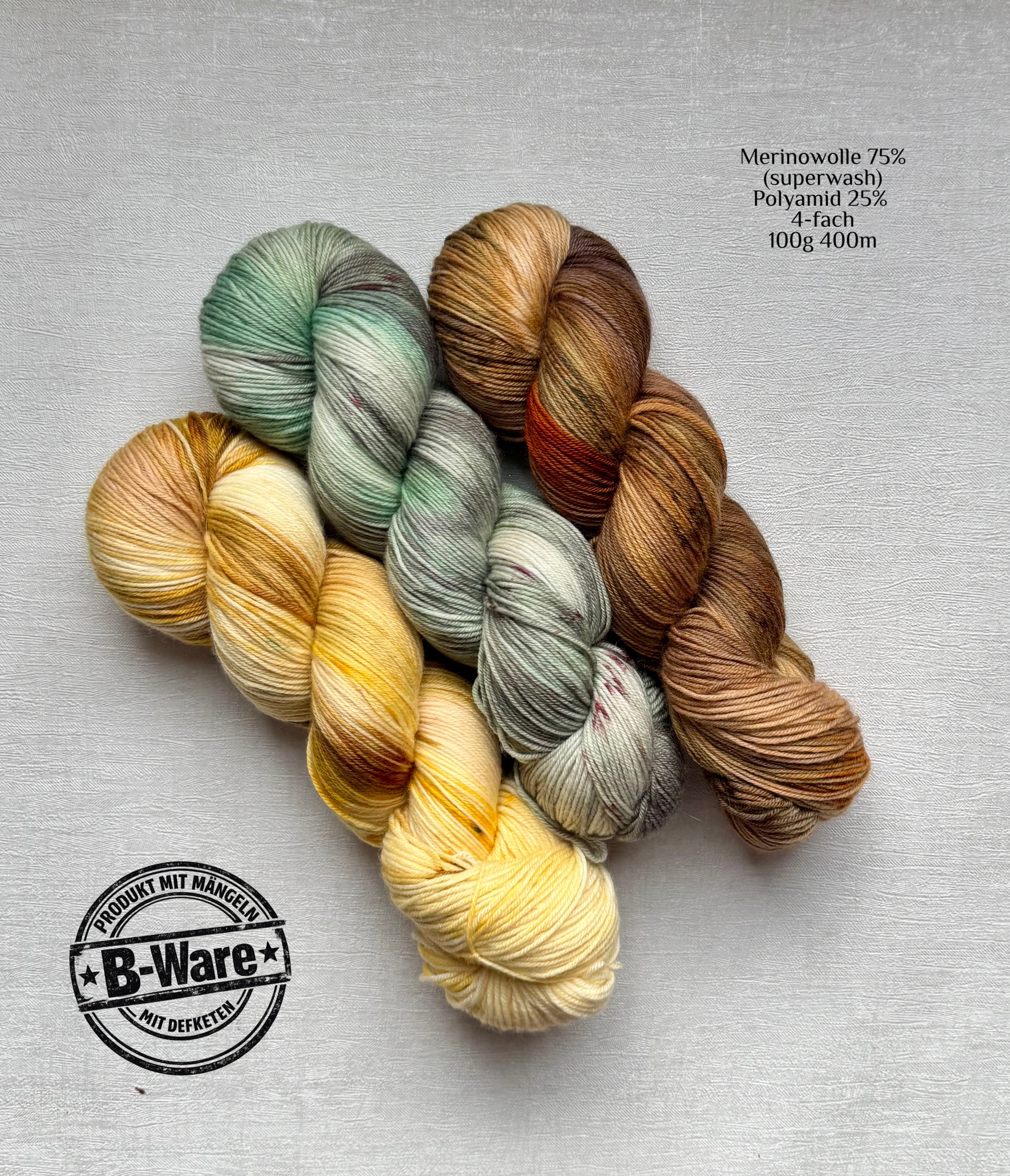 B-Ware Set -Handgefärbte Wolle|75% Merino, 25% Polyamid