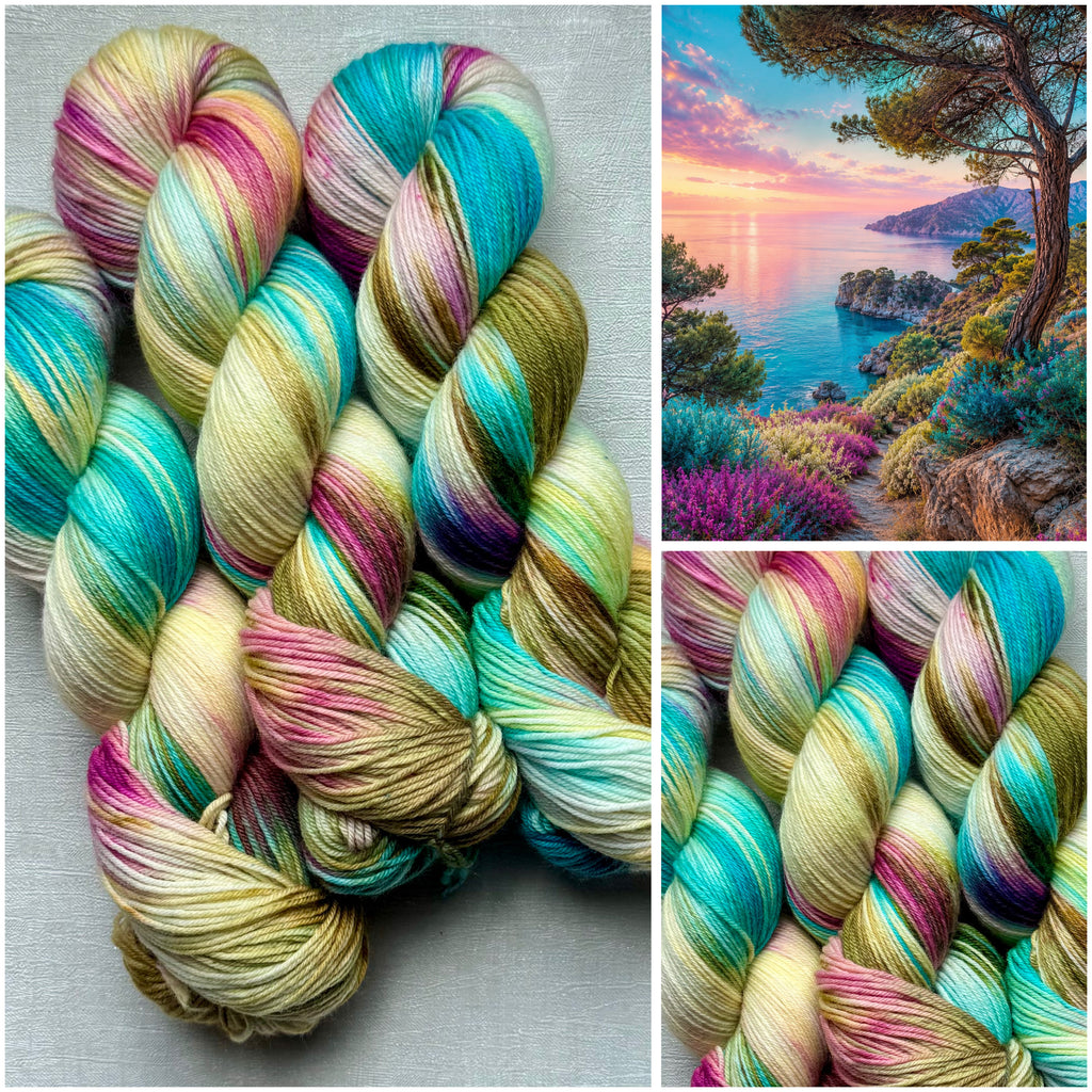 Handgefärbte Wolle, 100g, Sockenwolle, Merinowolle, 4-fach. hand-dyed sock yarn