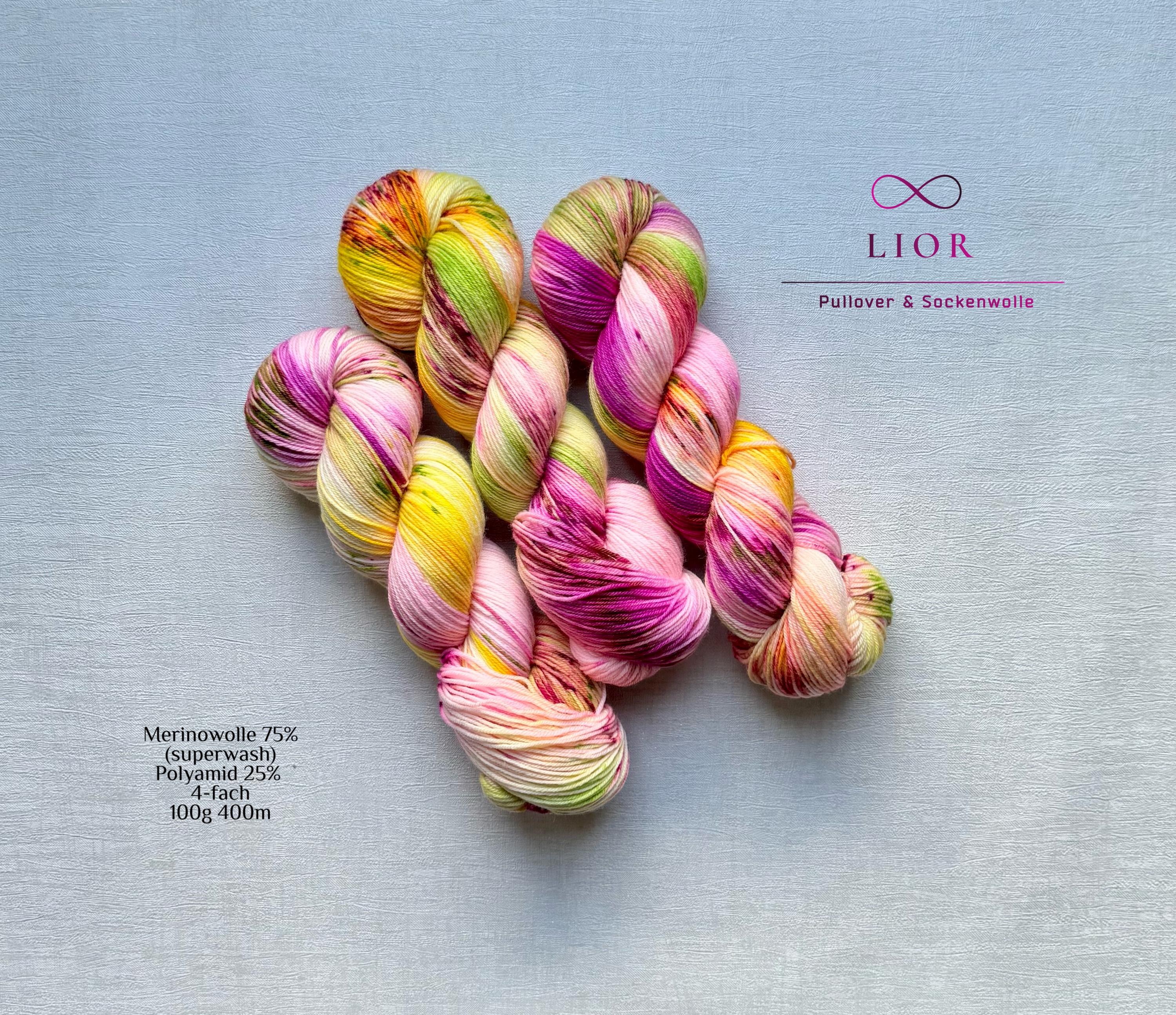 Handgefärbte Merino Sockenwolle 100g, 4-fach | Hand Dyed Merino Sock Yarn | Fingering Weight Yarn
