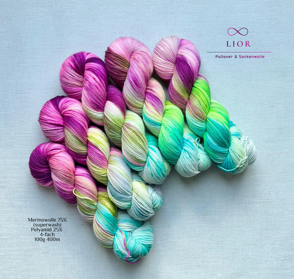 Handgefärbte Merino Sockenwolle 100g, 4-fach | Hand Dyed Merino Sock Yarn | Fingering Weight Yarn