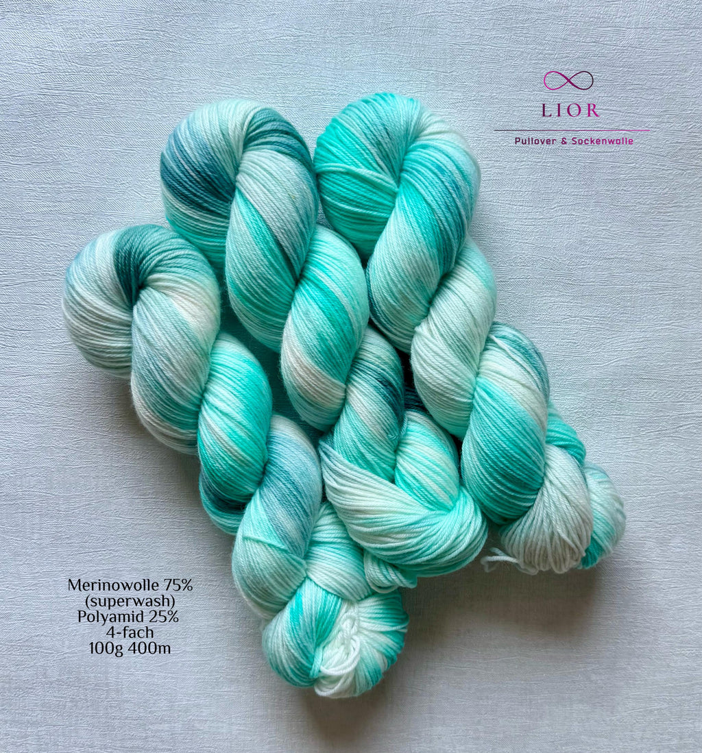 Handgefärbte Merino Sockenwolle 100g, 4-fach | Hand Dyed Merino Sock Yarn | Fingering Weight Yarn