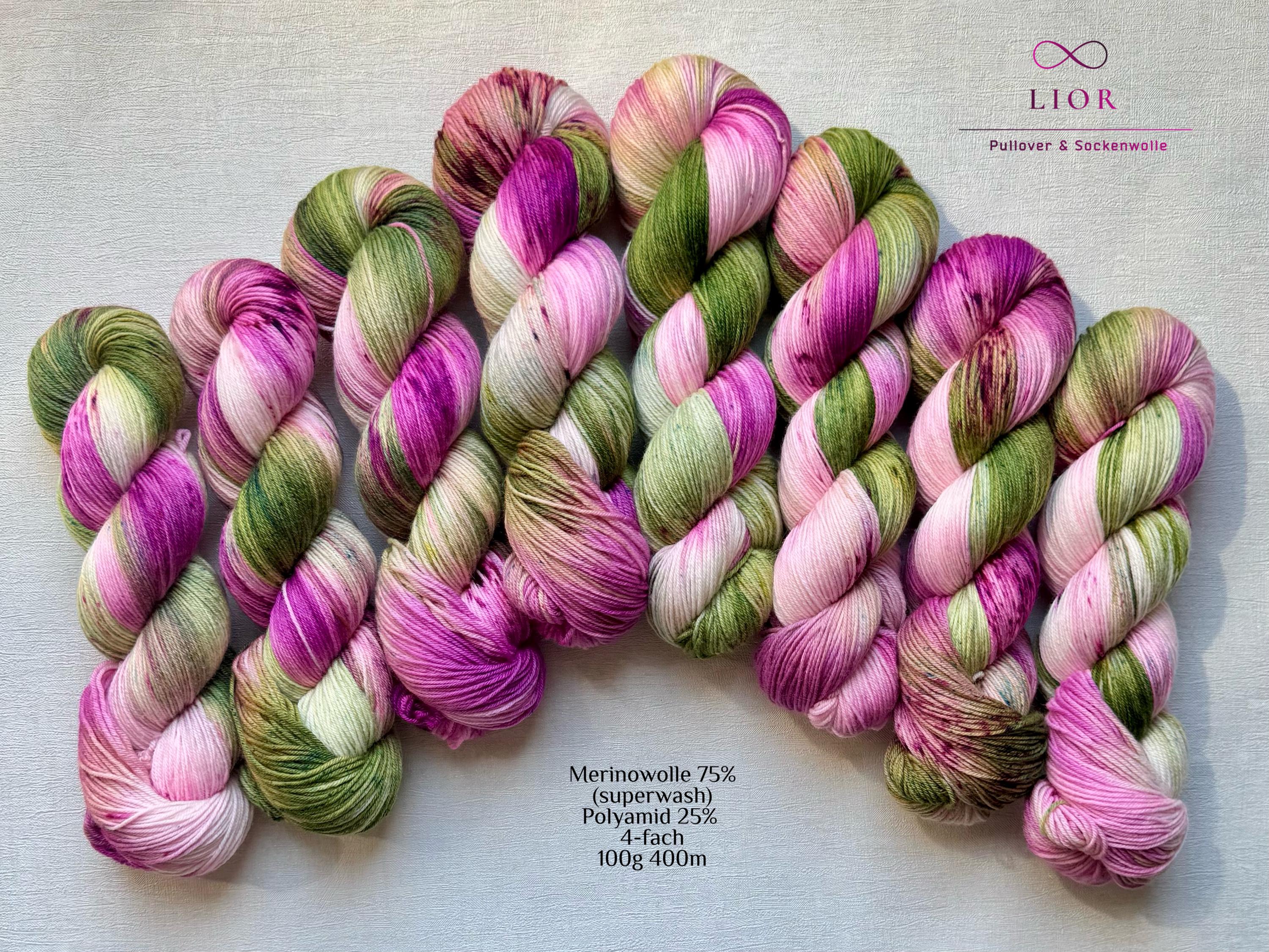 Handgefärbte Merino Sockenwolle 100g, 4-fach | Hand Dyed Merino Sock Yarn | Fingering Weight Yarn