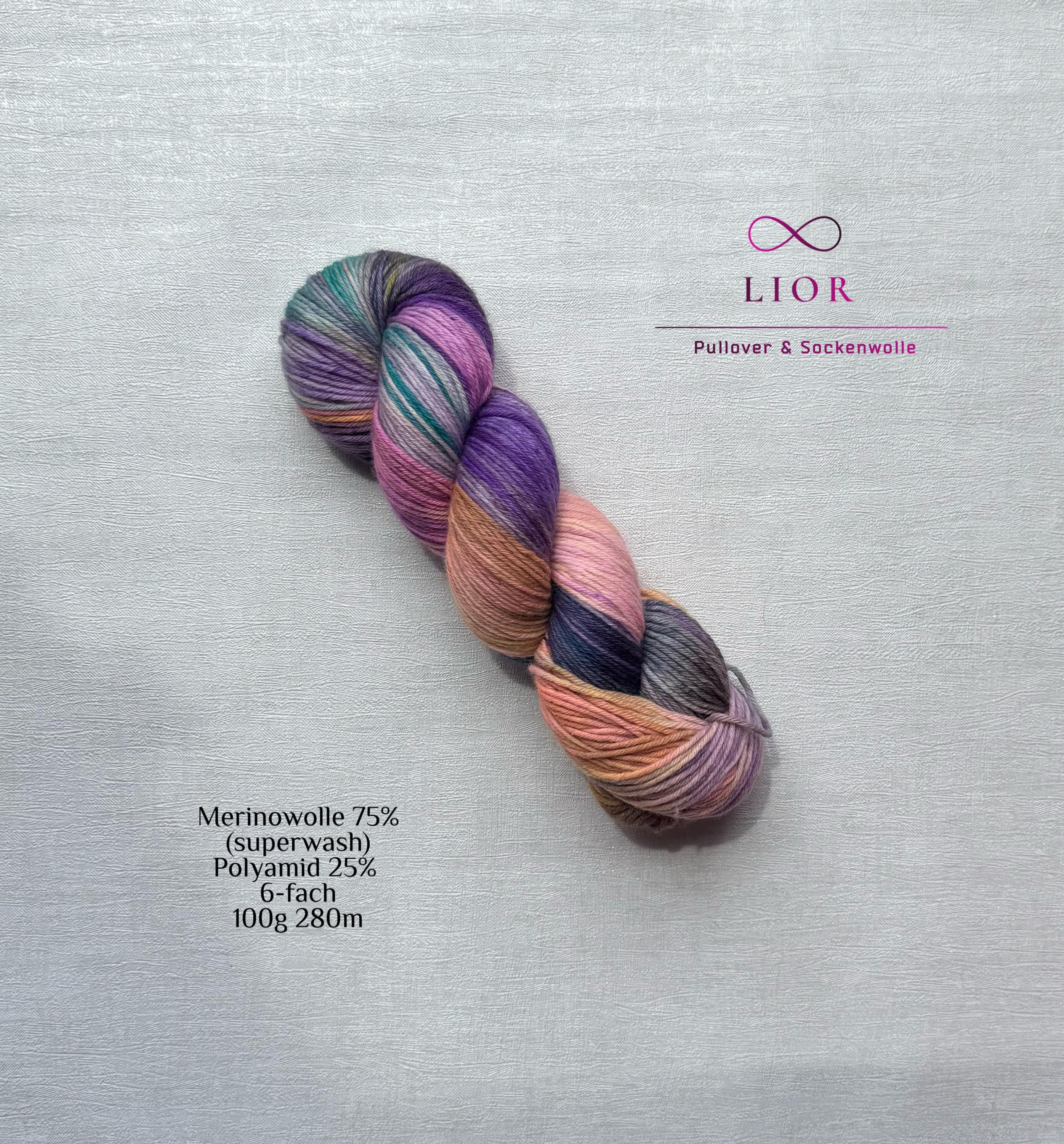 Handgefärbte Merino Sockenwolle 100g, 6-fach | Hand Dyed Merino Sock Yarn | Fingering Weight Yarn